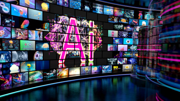 istock AI - Artificial Intelligence concept. Media concept TV  -  video wall with small screens. . Digital multiple  television screens 2190121906