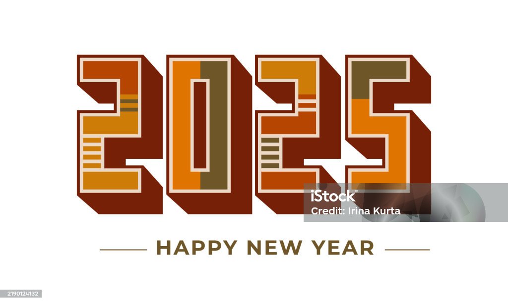 2025 Simple Lettering 2025 Happy New Year Lettering Retro New Year 2025 On White Background ...