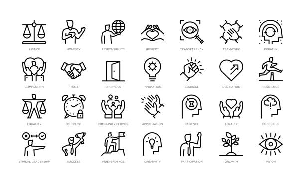 podstawowe wartości: ikony podstawowych zasad - niezależność pojęcie obrazy stock illustrations