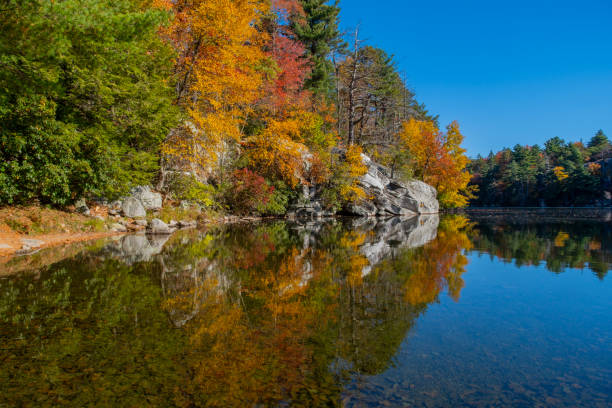 istock Reflection of fall colors on a lake 2190146768