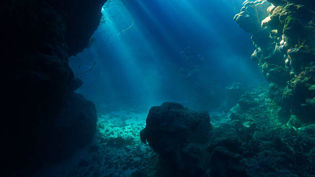 istock Cathedral of rays of light underwater 2190151173