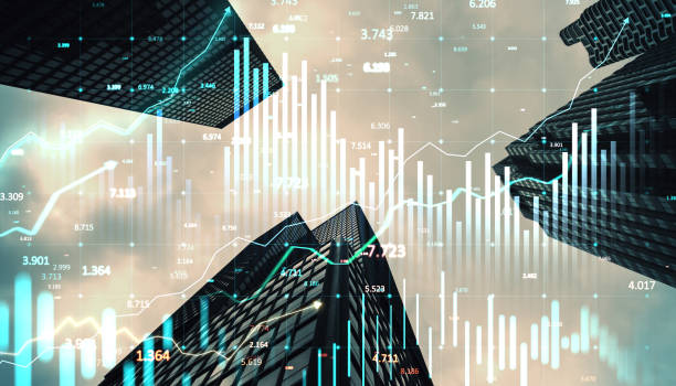 istock Digital financial data charts over modern skyscrapers. 3D Rendering 2190158698