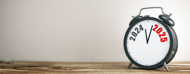 istock Alarm clock with 2024 and 2025 on face, marking the transition between years. 3D Rendering 2190159210