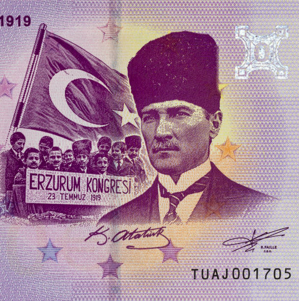 Souvenir 0 zero-euro Turkey banknote. 100th anniversary commemorative edition featuring Mustafa Kemal Atatürk during the Congress in Erzurum on July 23rd 1919.