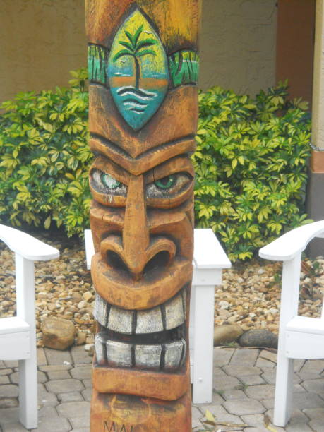 istock Tiki statue on a patio with  nature background 2190163016