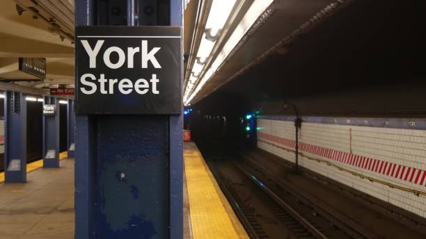 istock New York subway station, underground metropolitan platform sign. Metro railway passenger transport. 2190164572