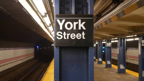 istock New York subway station, underground metropolitan platform sign. Metro railway passenger transport. 2190164809