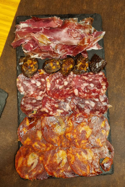 Gourmet Charcuterie Platter Featuring Assorted Cured Meats for Culinary and Dining Themes