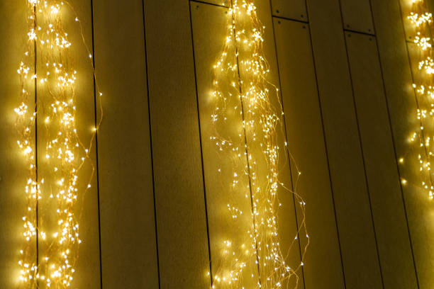 istock Wooden planks lit up at Christmas 2190169807