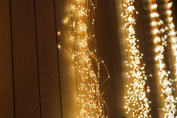 istock Wooden planks lit up at Christmas 2190169865