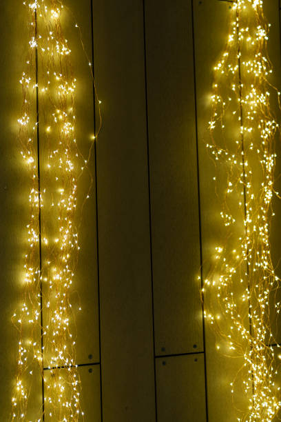 istock Wooden planks lit up at Christmas 2190169899