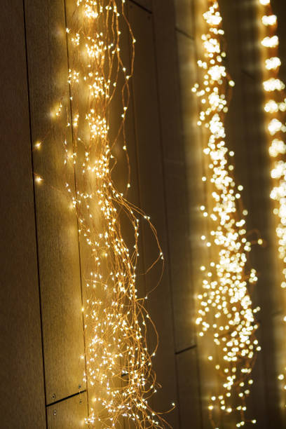 istock Wooden planks lit up at Christmas 2190169928