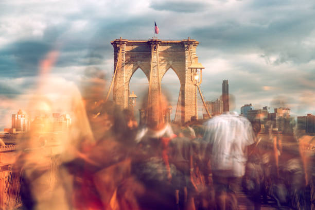 istock Tourist crowd across Brooklyn Bridge 2190170039
