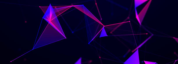 istock Colored polygonal structure. Beautiful illustration with connected dots and lines. Digital network background. 3D 2190181889