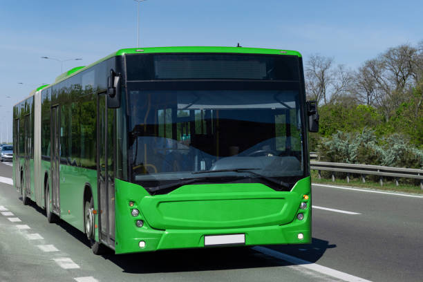 istock Green bus on the road. 2190183166