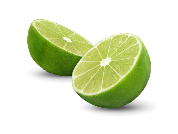 istock Sliced of fresh lime fruit isolated on white background. 2190183697