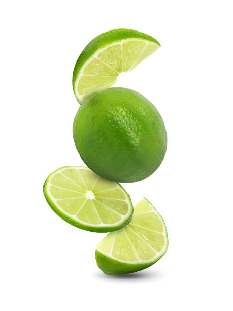 istock Sliced of fresh lime fruit isolated on white background. 2190183702