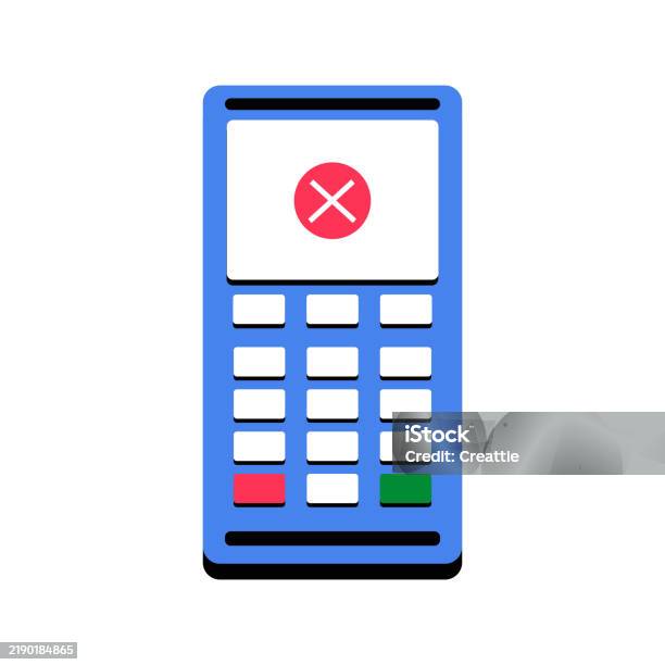 Payment Terminal With Error Message In Flat Vector Illustration ...