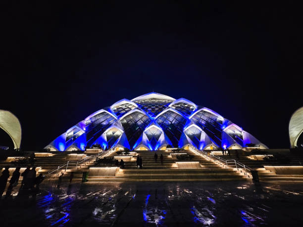 Bandung, West Java, Indonesia, November 30th 2024. The facade of Al Jabbar Mosque in the night. An amazing architecture design by the local government.
