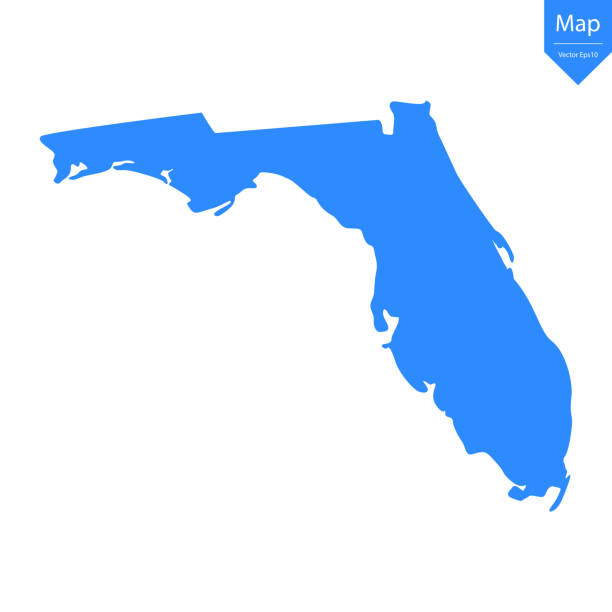 Blue map of Florida isolated on white background. Blue map of Florida isolated on white background. Vector illustration eps10. florida map stock illustrations