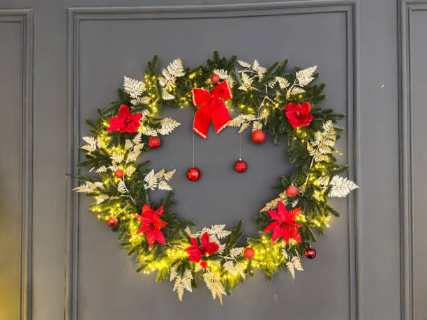 istock Festive Christmas wreath on white background 2190189333