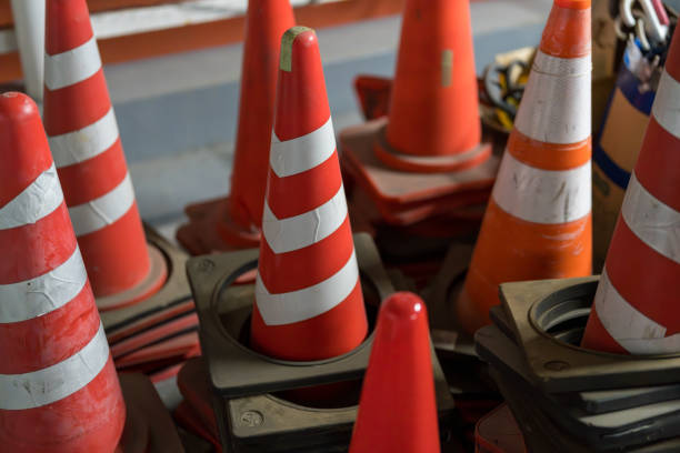 istock Lots of dirty Safety Cone material, Traffic Cone, Colored Cone 2190197722