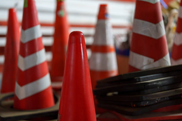 istock Lots of dirty Safety Cone material, Traffic Cone, Colored Cone 2190197829