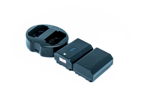 Lithium battery for digital cameras on isolated white background