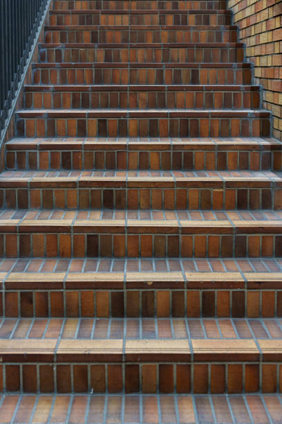 istock Staircase made of bricks at night illuminated by lights 2190201252