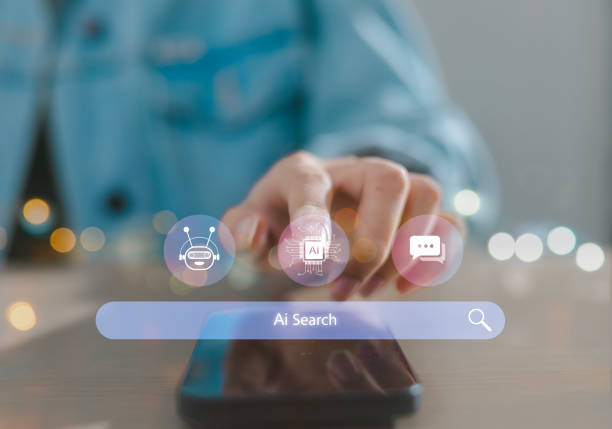 istock Businessman using smartphone with AI search bar to enhance information search using artificial intelligence technology. AI search technology concept. 2190202641