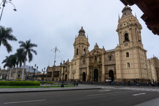 istock Facade of Lima Cathedral showcasing stunning colonial architectural details Peru 2190204605