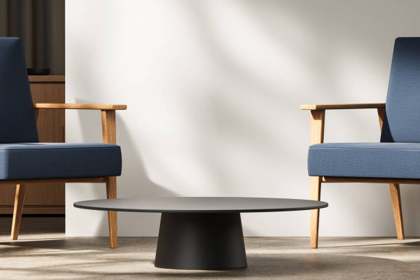 istock Minimalist furniture mockup with chairs and coffee table in modern interior setting. 3D Rendering 2190204868