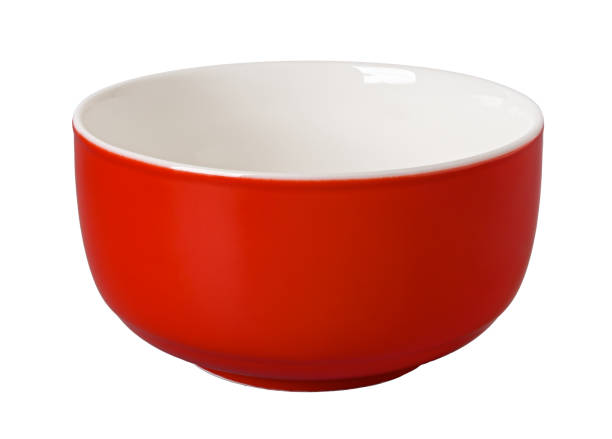 istock Empty red porcelain bowl cutout. Clean scarlet ramekin isolated on a white background. Clay ceramics porcelain tableware crockery for food design. 2190211022