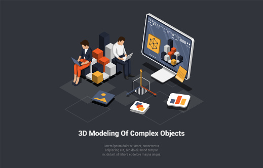 Complex Object Creation Concept Of 3d Modelling Of Complex Objects Team In Process Of Creating ...