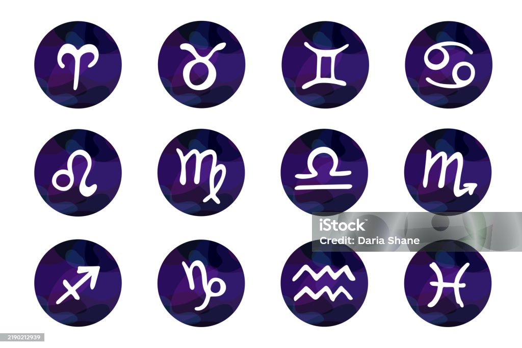 Zodiac Signs Rounds Hand Drawn Zodiac Signs In Round Frames Esoteric Doodle Set Astrology ...