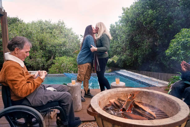 istock Couple kissing in garden 2190213379