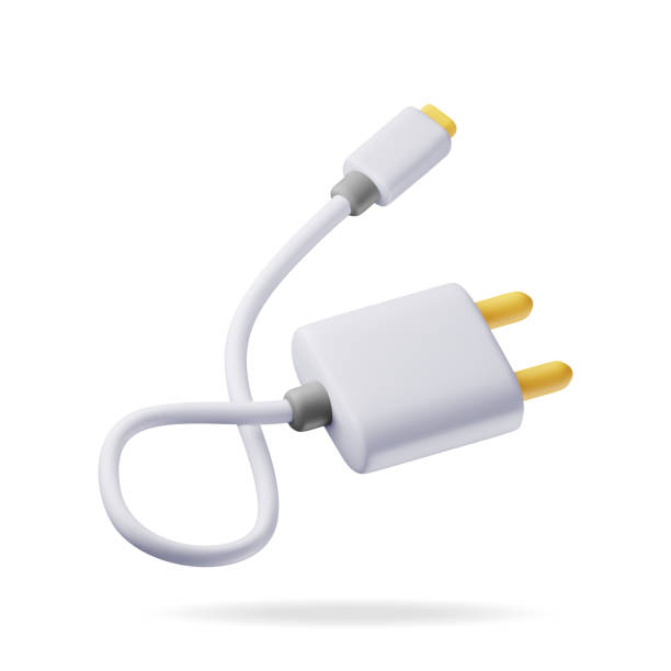 ilustraciones, imágenes clip art, dibujos animados e iconos de stock de cargador usb 3d blanco aislado en blanco - cargador de batería