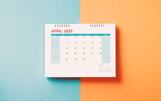 istock April 2025 Calendar On Orange And Blue Background 2190216728