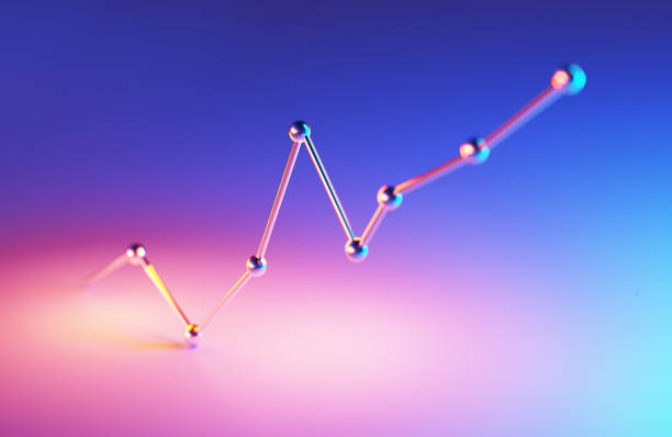 Single Line Graph Illuminated By Blue And Magenta Lights On Blue And Magenta Background