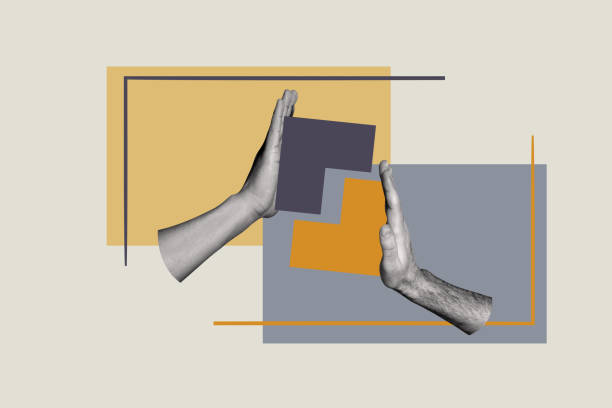 istock Creative photo poster trend art collage image of hands hold puzzle piece half element cooperation jigsaw solving concept trust clap 2190217641