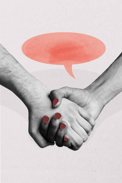 istock Vertical collage hands body fragments hold each other textbox communication date romantic relationship valentine day dialog conversation 2190217997