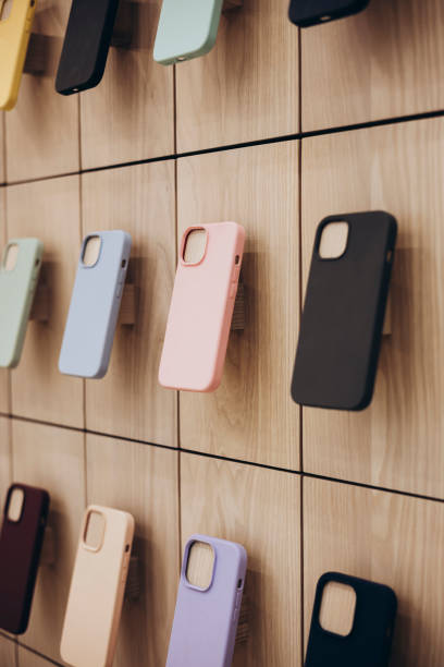 istock Assortment of protective cellphone phone cases in electronics shop interior. 2190225245
