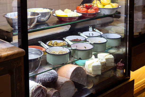 An artisanal delicatessen display in Rome