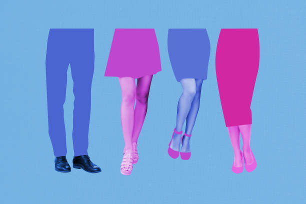 istock Composite trend artwork sketch image collage of four sets colored legs pants shoes different styles standing fashion variety bodyless 2190228784