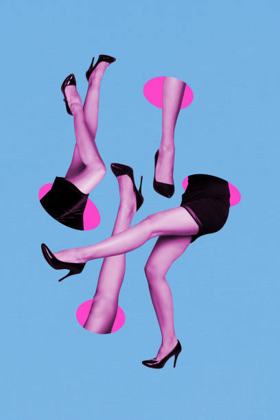 istock Composite trend artwork sketch image collage of multiple bodyless lady legs walk wear high heels surreal movement fashion abstract style 2190228807
