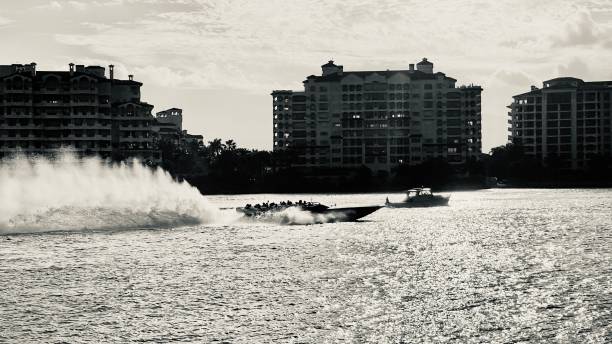 Speedboot bij Miami south beach.