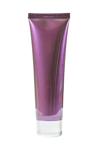 istock Purple cosmetic tube with silver shiny cap isolated on white background with clipping path 2190228904