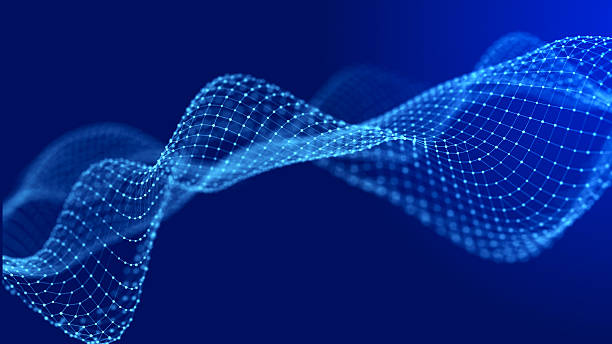istock Abstract wave. Interweaving of dots and lines on a blue background. Big data. 3D rendering. 2190230244