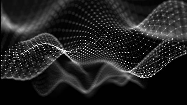 istock Abstract wave. Interweaving of dots and lines on a black background. Big data. 3D rendering. 2190230288