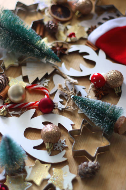 istock Christmas Decorations On Wooden Background 2190237272
